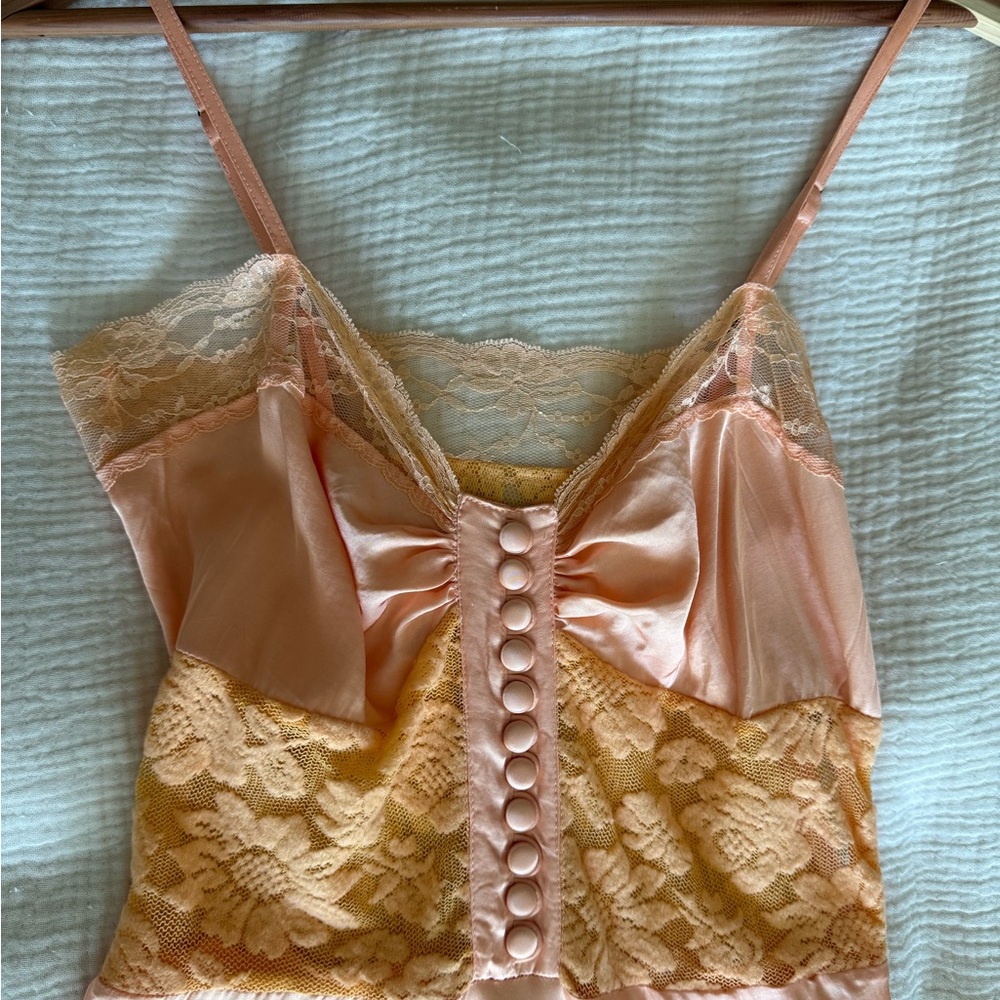 Chasing Unicorns Take The Long Road Home Silk + Lace Slip Dress Ombré Sunset - Picture 2 of 6